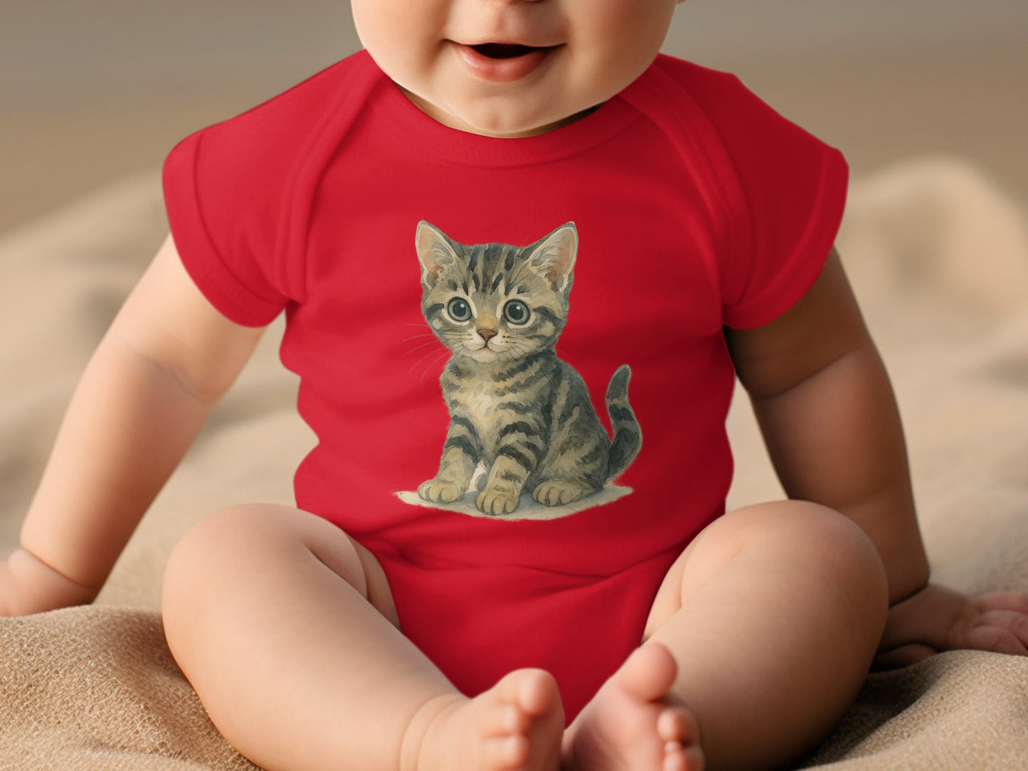 Cute Kitten Print Baby Short Sleeve Bodysuit product type