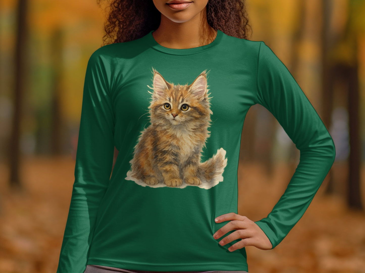 Adorable Kitten Print Long Sleeve Shirt product