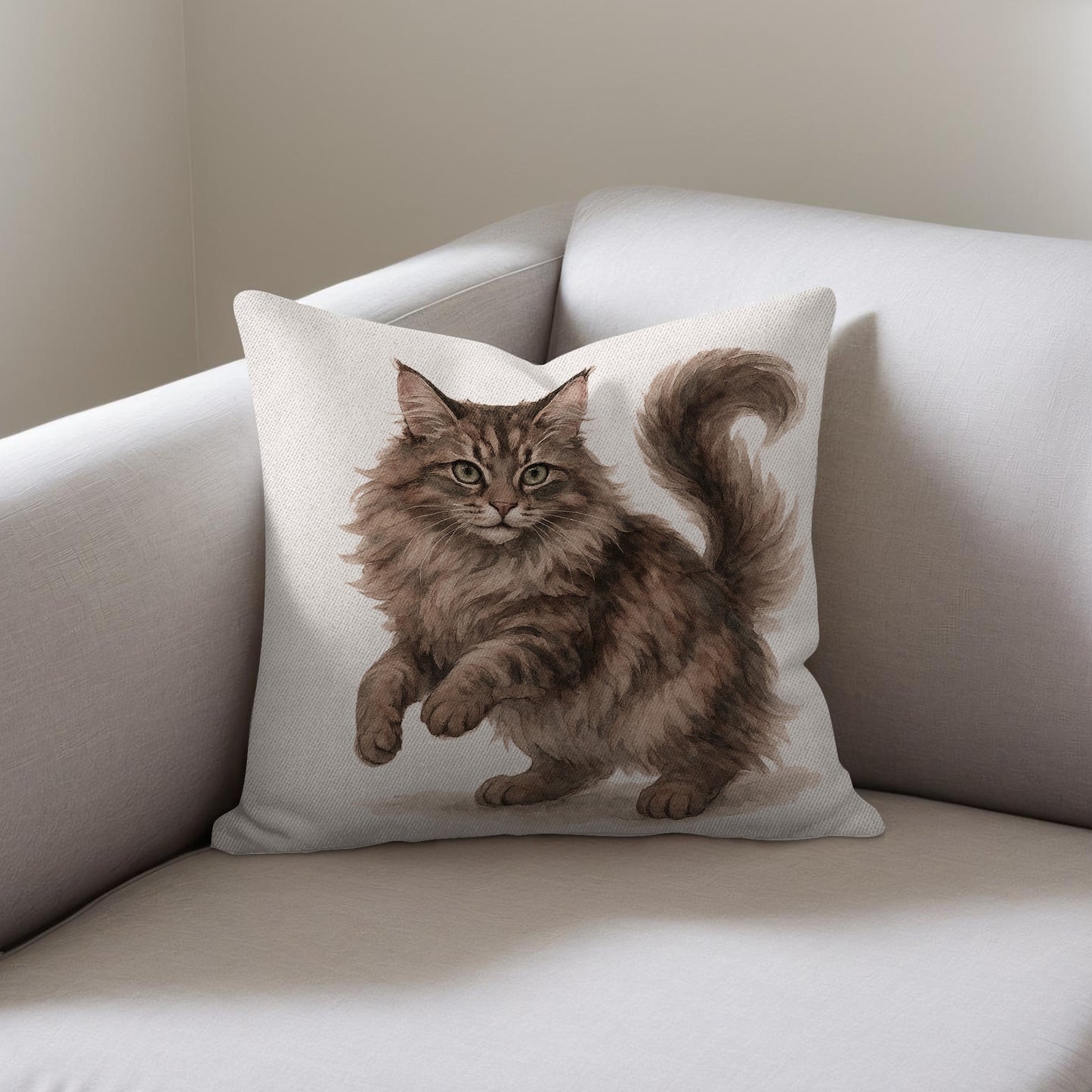 Fluffy Cat Artwork Decorative Throw Pillow product type