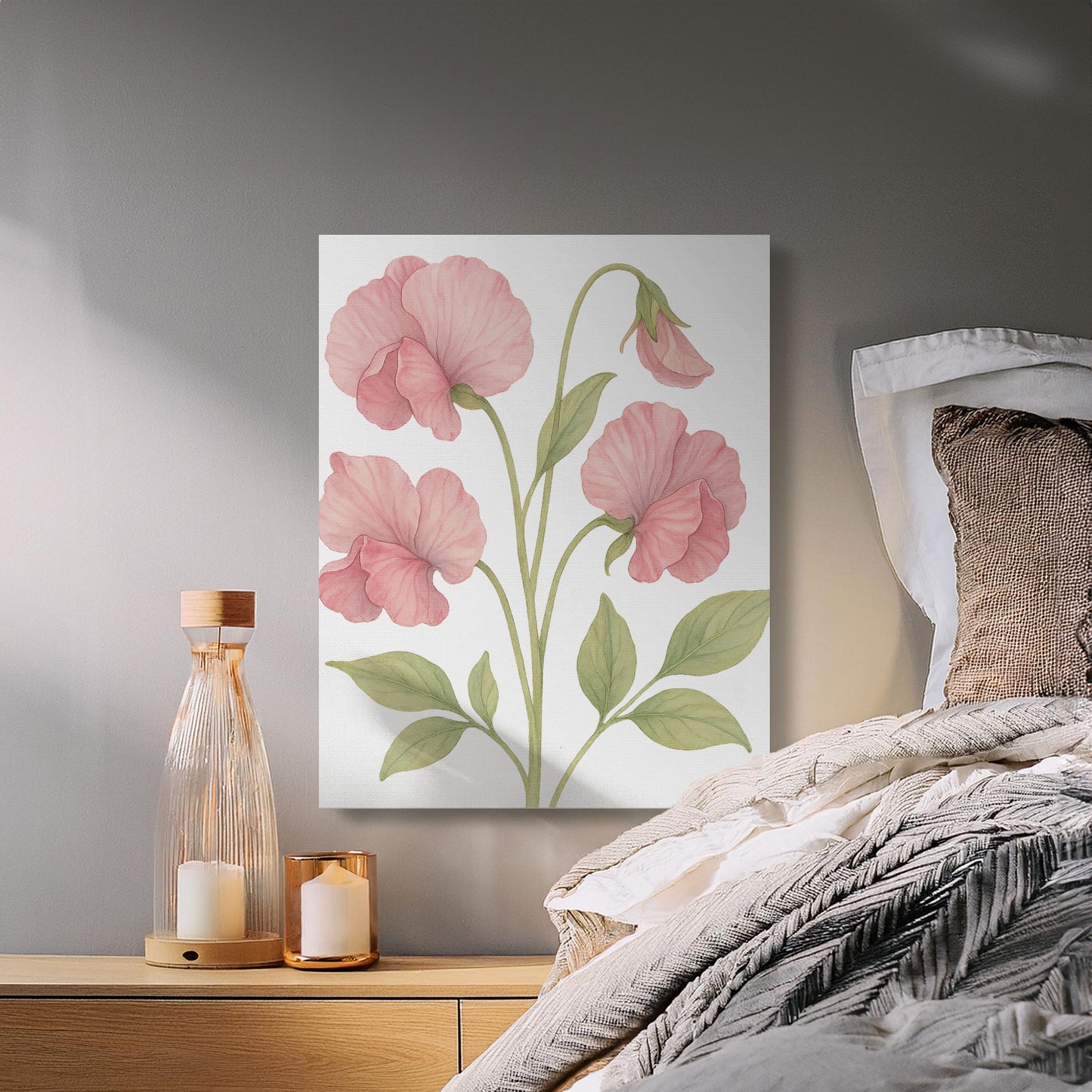 Wall art with delicate pink flower design product