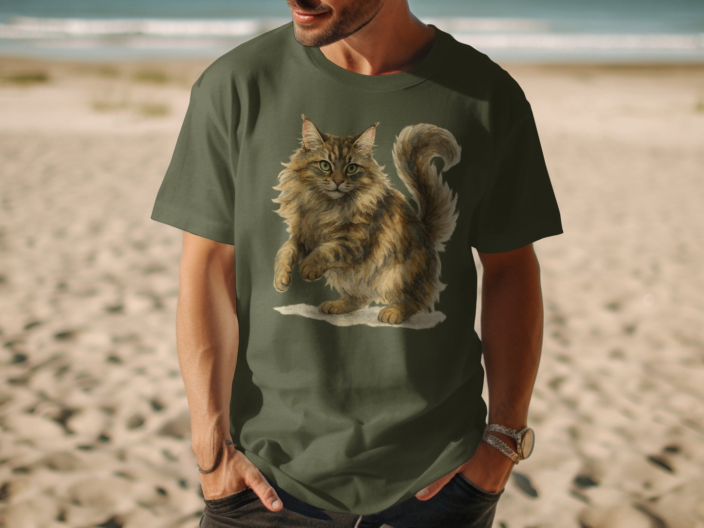 Playful Maine Coon Cat Illustration Graphic T-Shirt product type