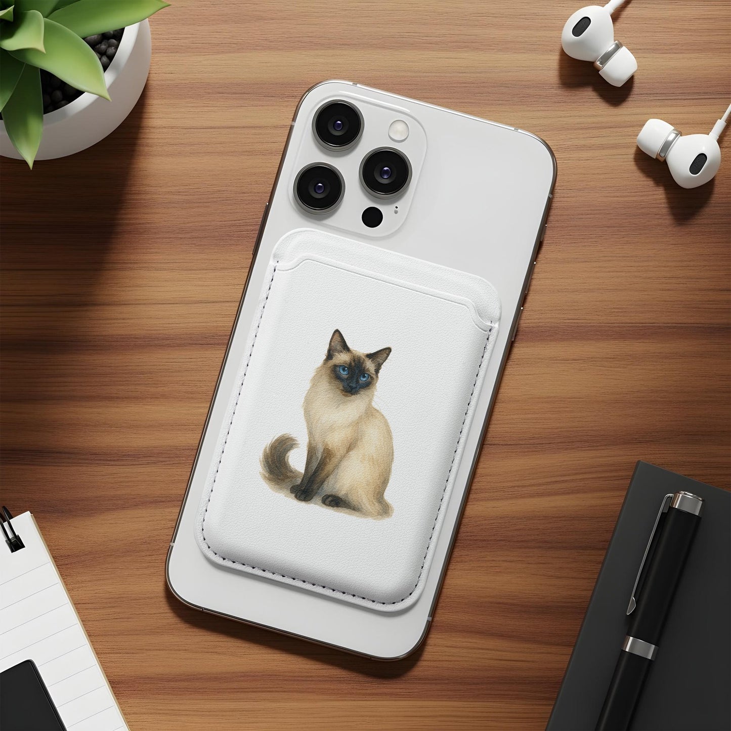 Adorable Siamese Cat Image on Phone Wallet Product