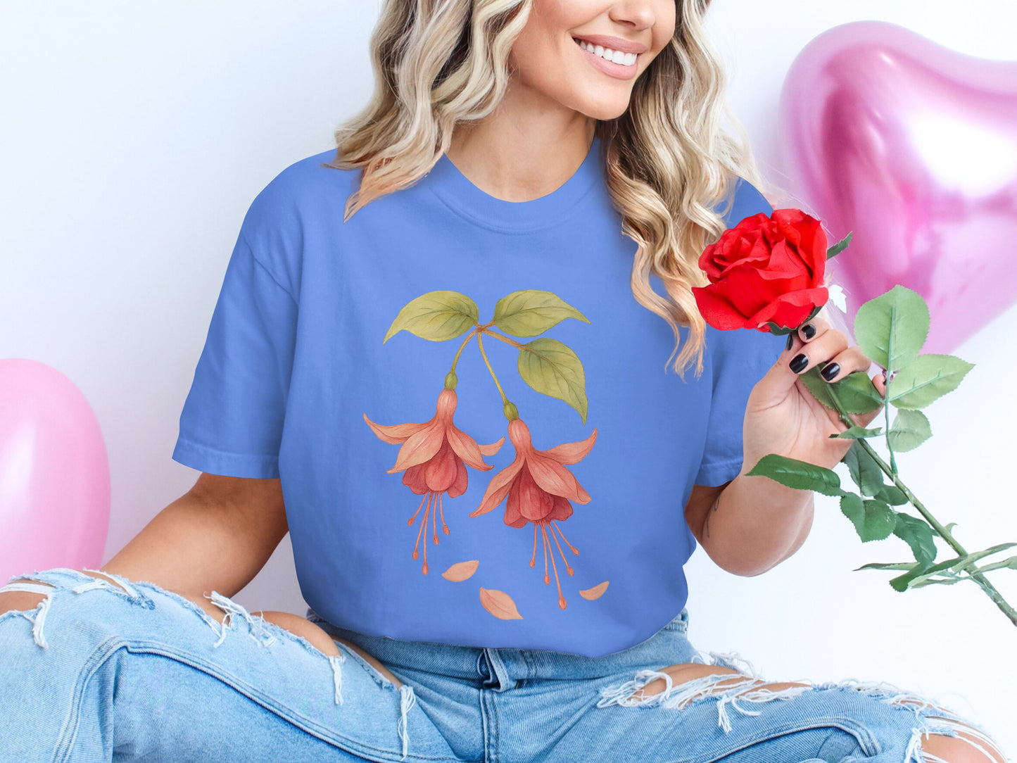 Floral Graphic Blue Tee Casual Shirt product