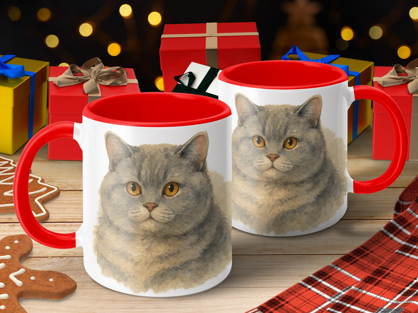 Adorable Grey Cat Art Design Coffee Mug product