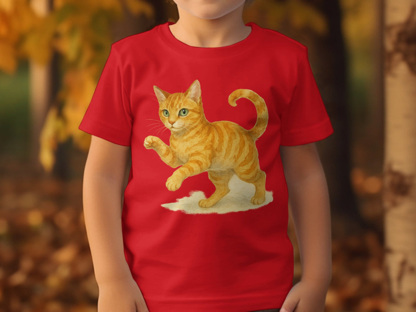 Cute Orange Tabby Cat Printed T-Shirt for Kids product type