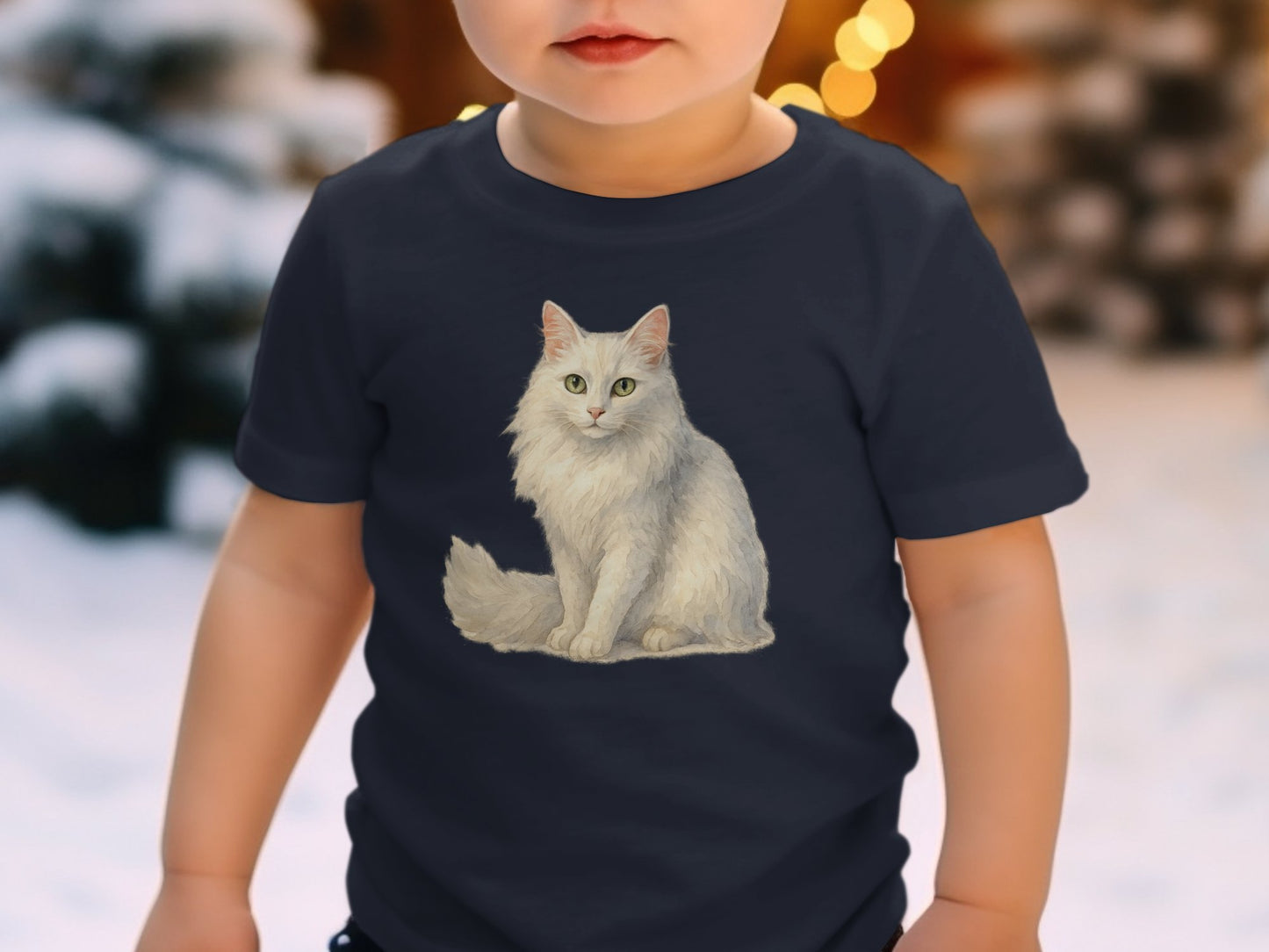 Cute Kids T-Shirt with White Cat Design product type
