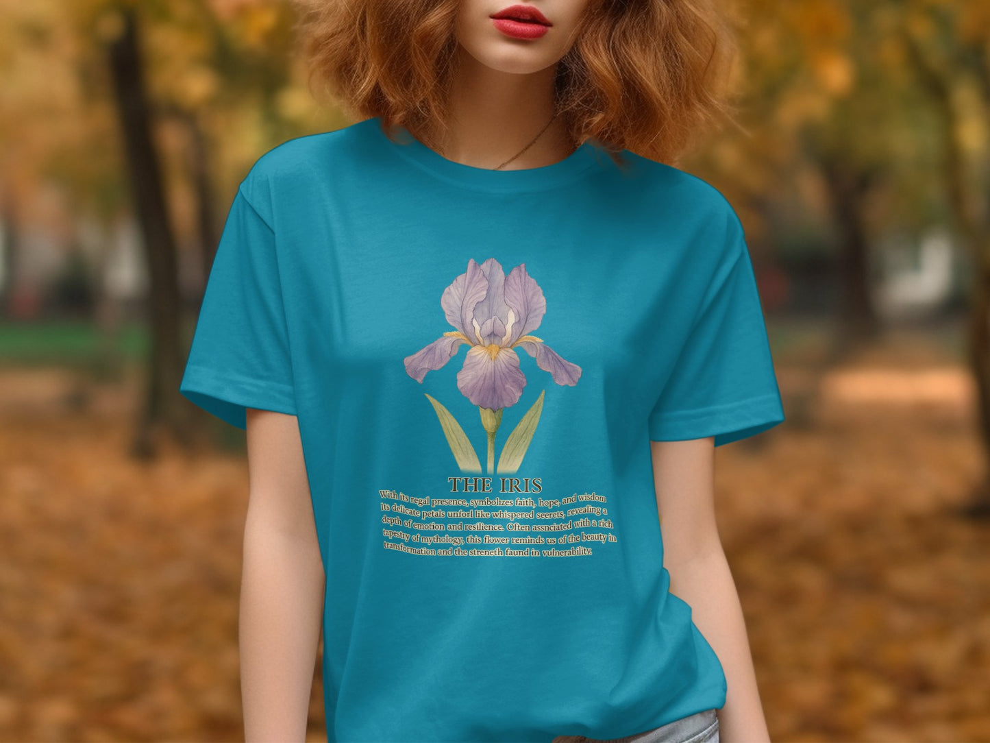Beautiful Blue T-shirt with Iris Flower Graphic product type