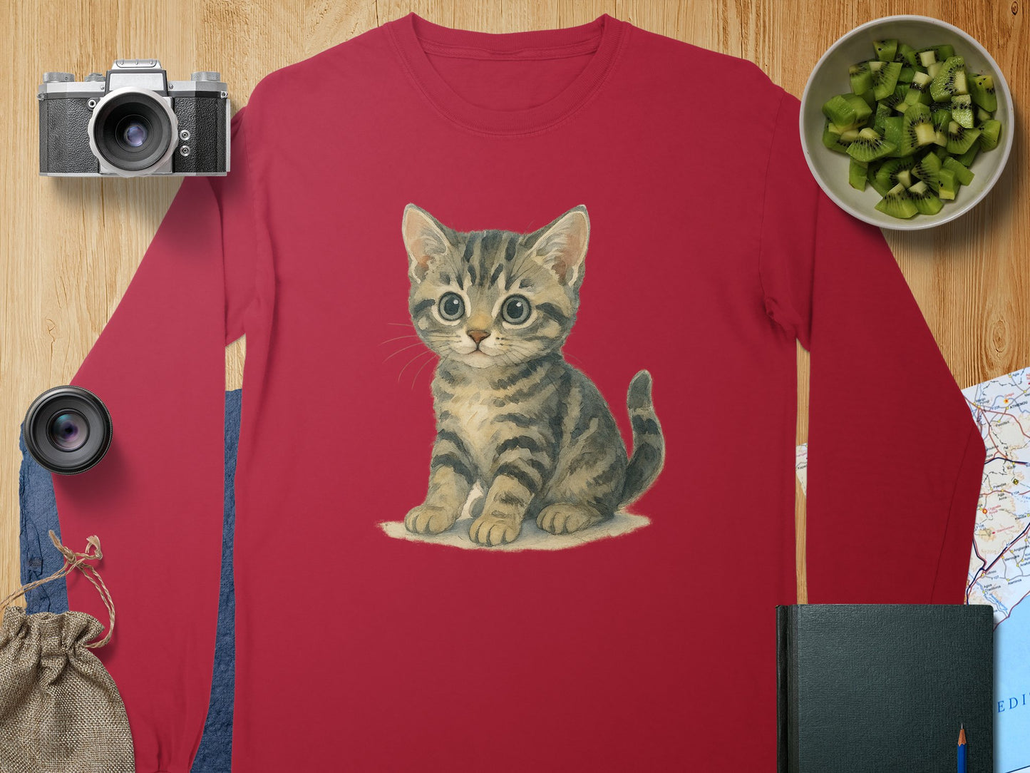 Cute Cat Illustration Long Sleeve Shirt product