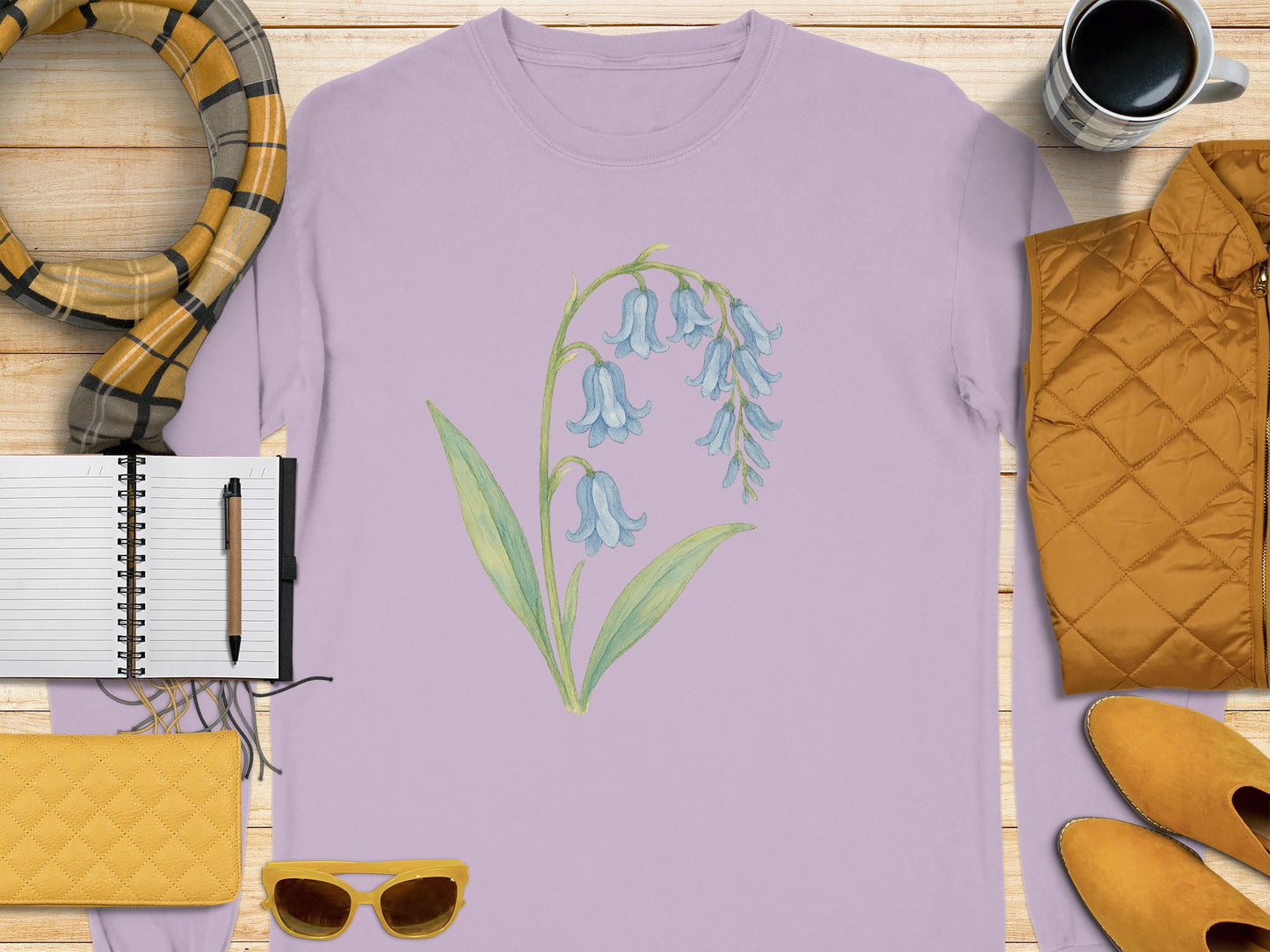 Bluebell Flower Illustration Long Sleeve Shirt product type