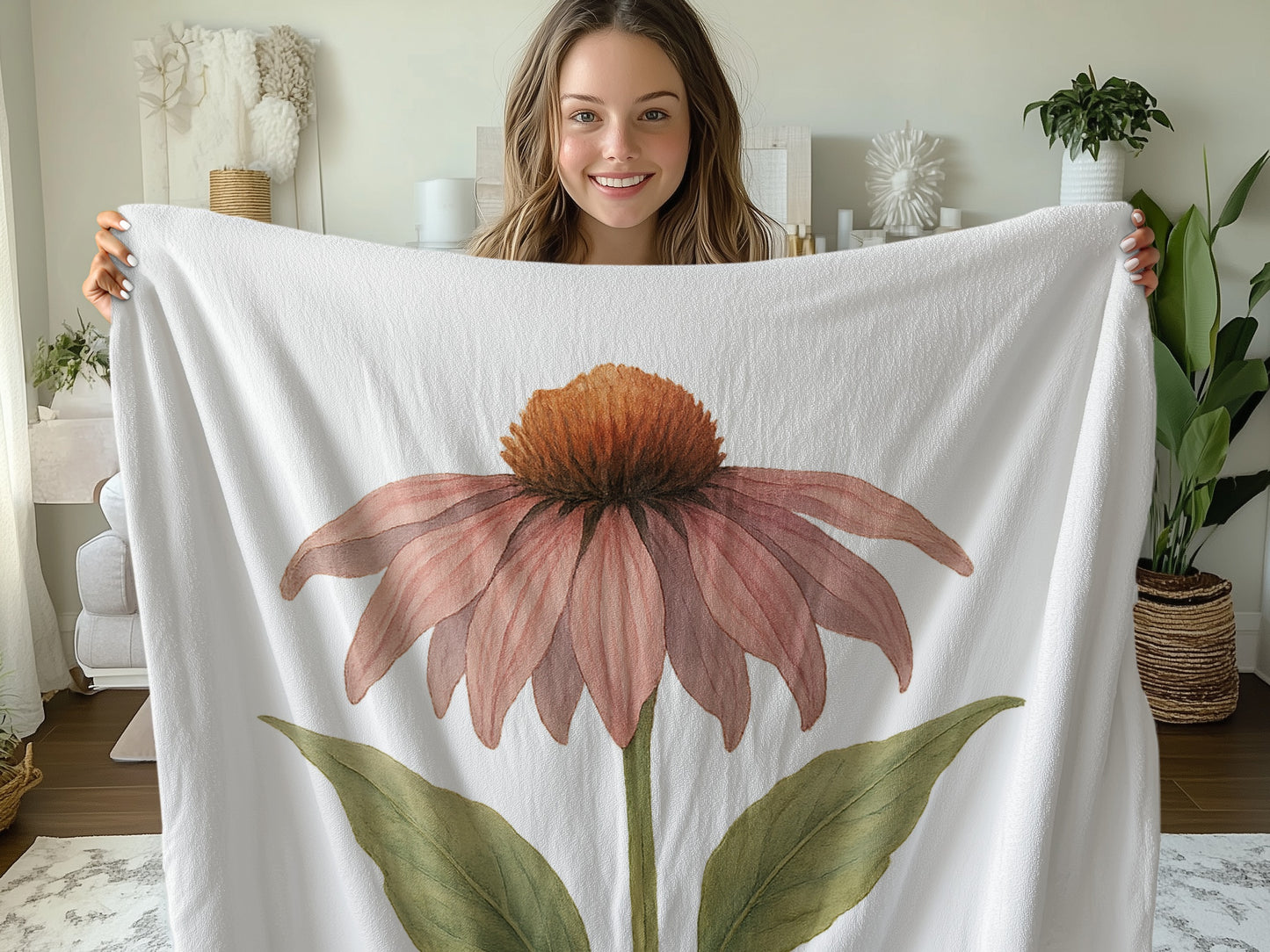 Beautiful Pink Flower Pattern Cozy Decor Blanket product