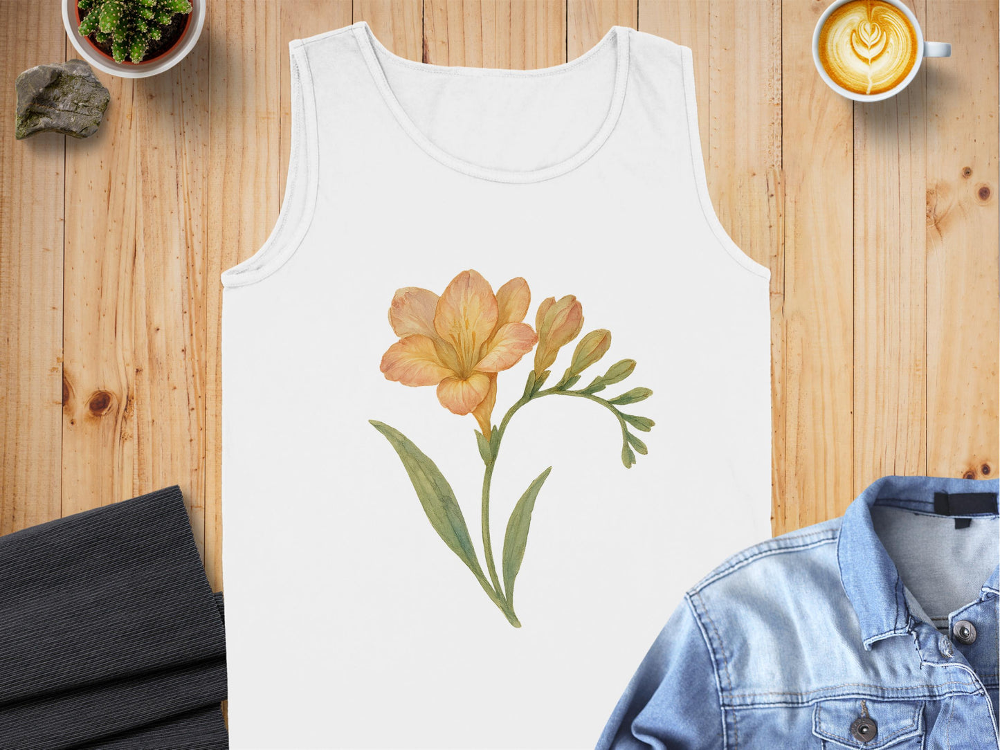 Floral Print Sleeveless White Tank Top product