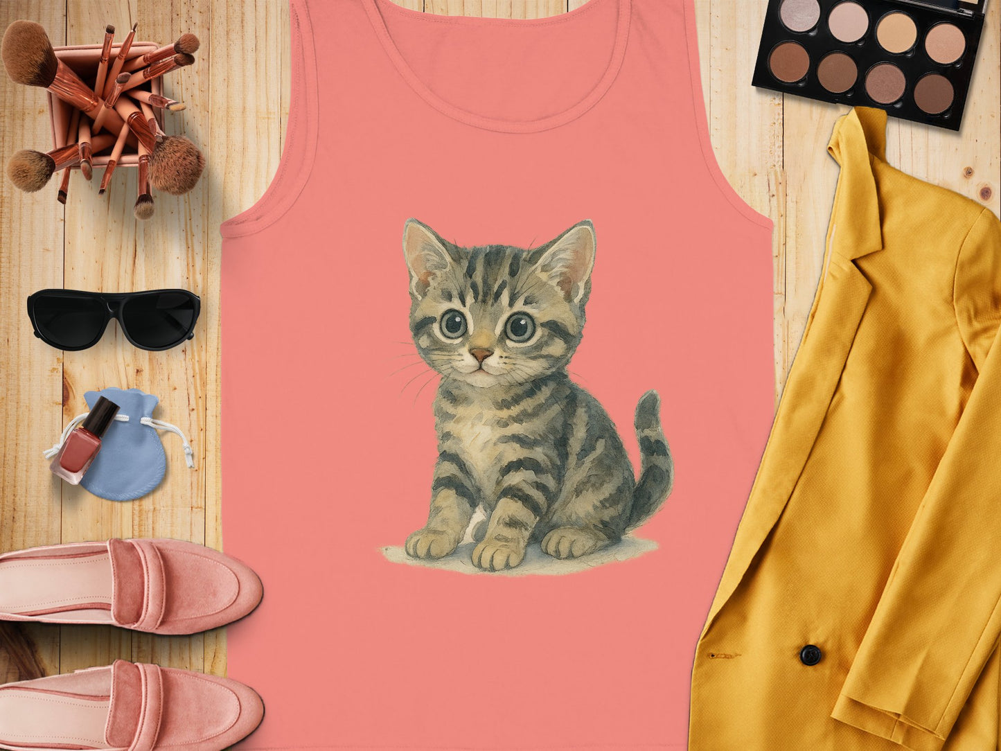 Adorable Kitten Graphic Tank Top Cute Cat Design product