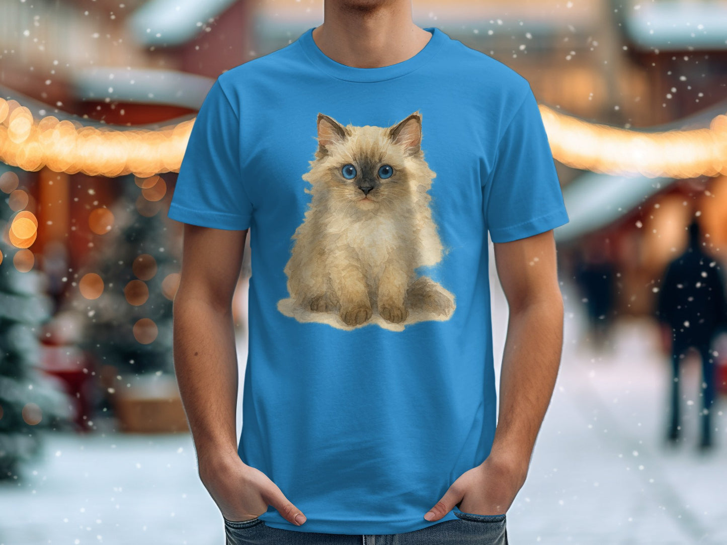 Cute Fluffy Kitten Print T-shirt Perfect Gift Product