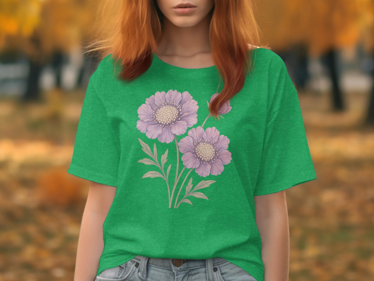 Green Shirt with Purple Flower Design product type