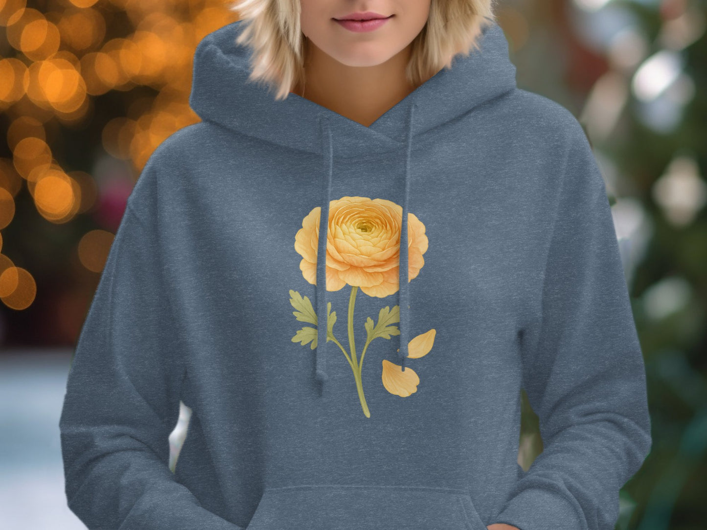 Cozy Hoodie with Beautiful Yellow Flower Print product type