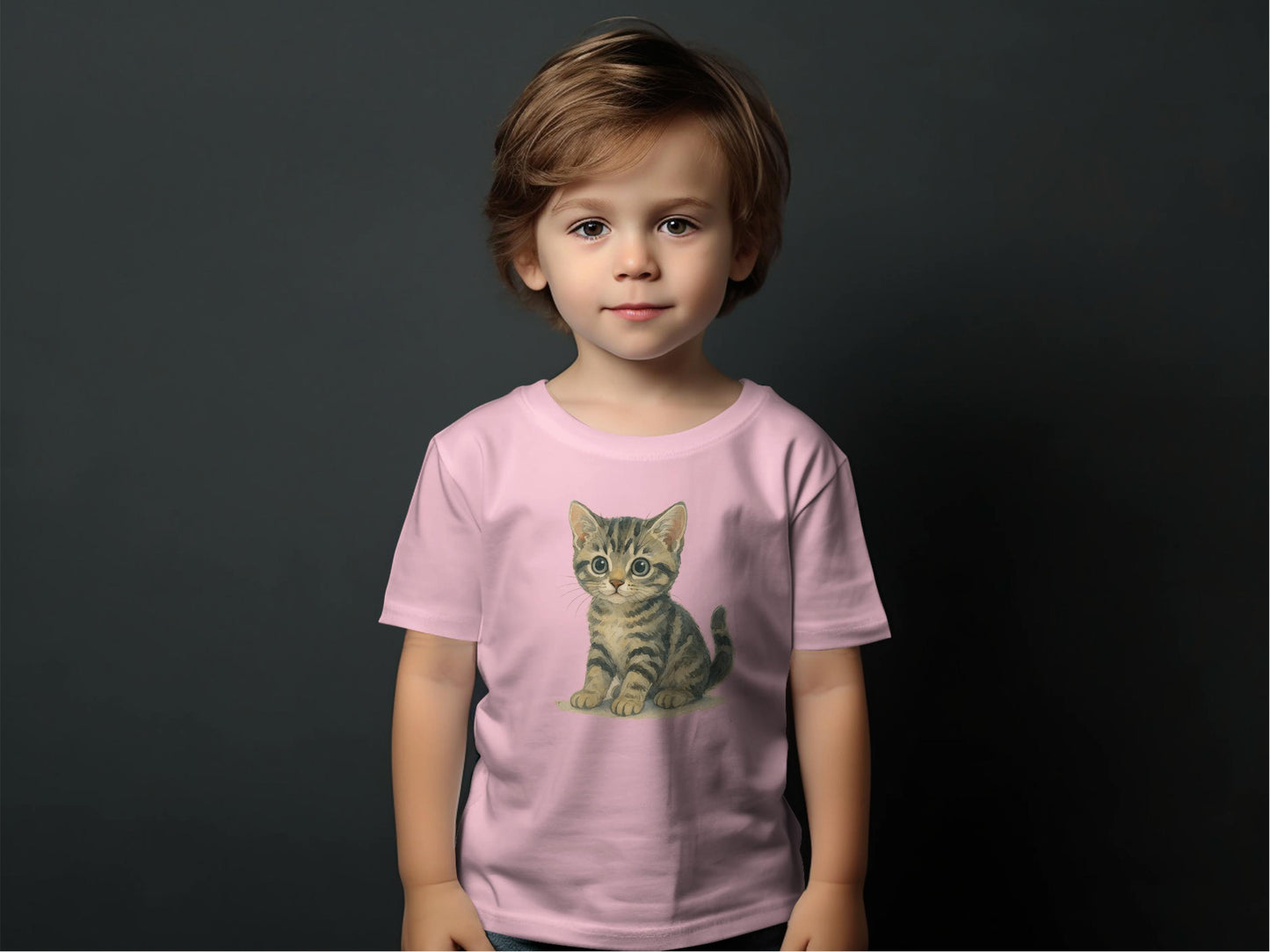 Adorable Kitten Design on Pink Kids T-Shirt product type