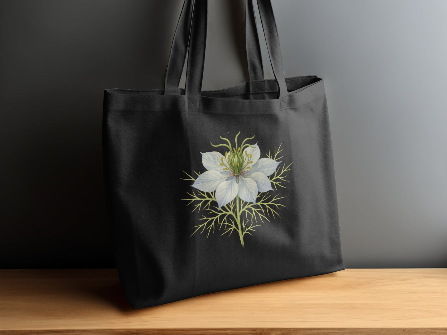 Elegant Black Tote Bag with Floral Design product