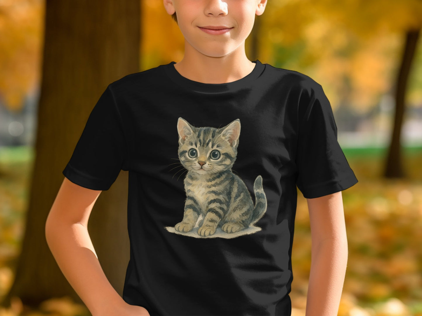 Cute Kitten Design Boys Short Sleeve T-Shirt product type