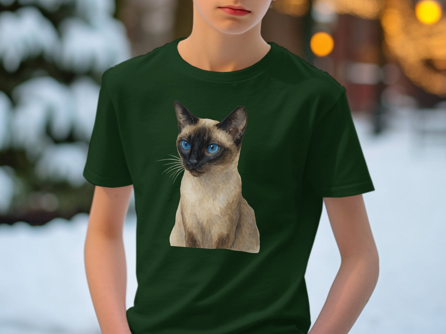 Siamese Cat Print on Black T Shirt Cool Cat Lover product