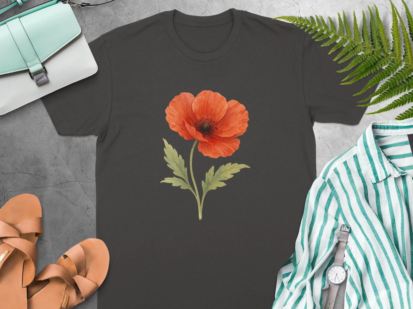 Beautiful Red Flower Design Eco-Friendly Shirt product type