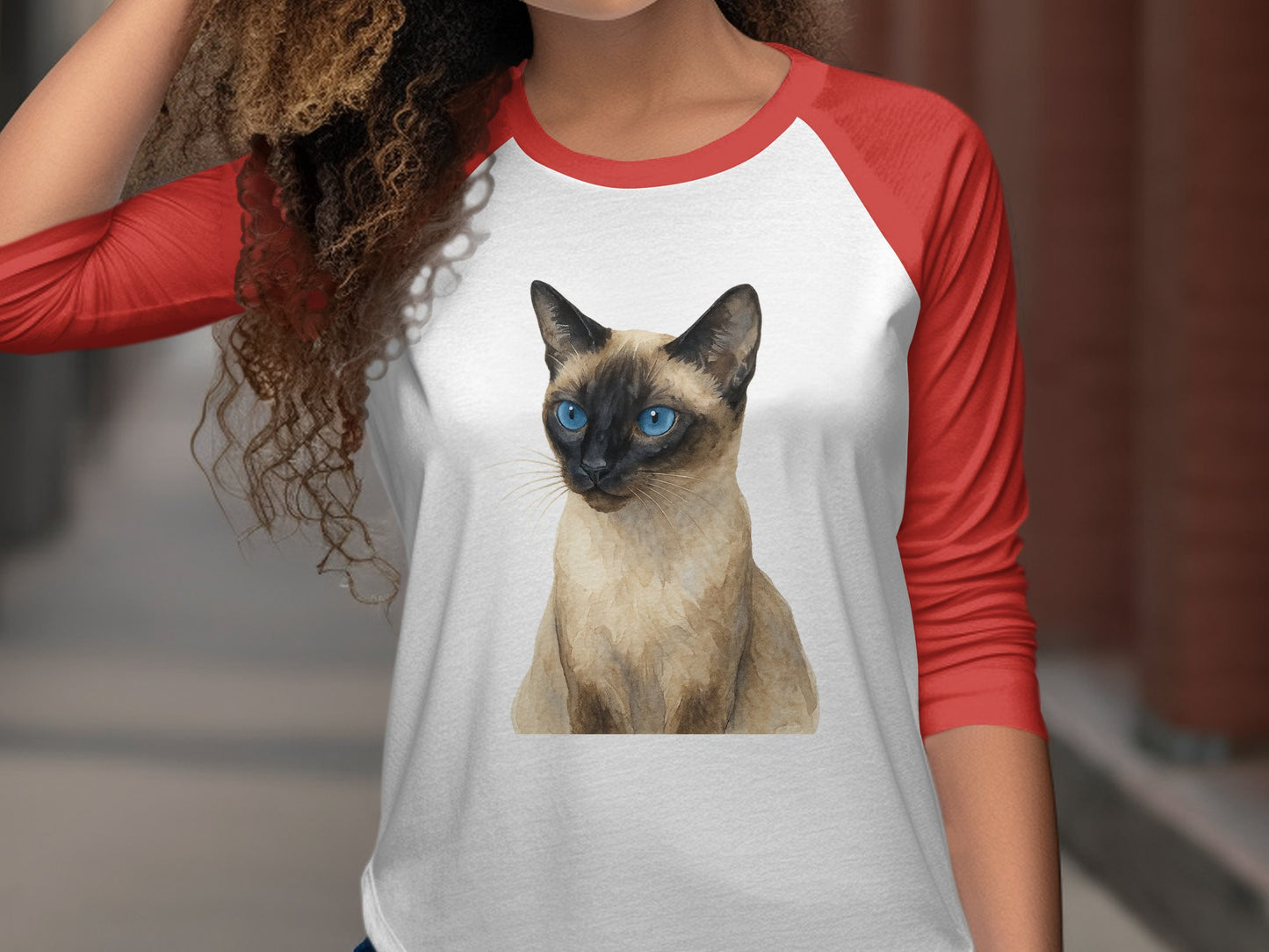 Siamese Cat Graphic Design Red Sleeve Shirt product type