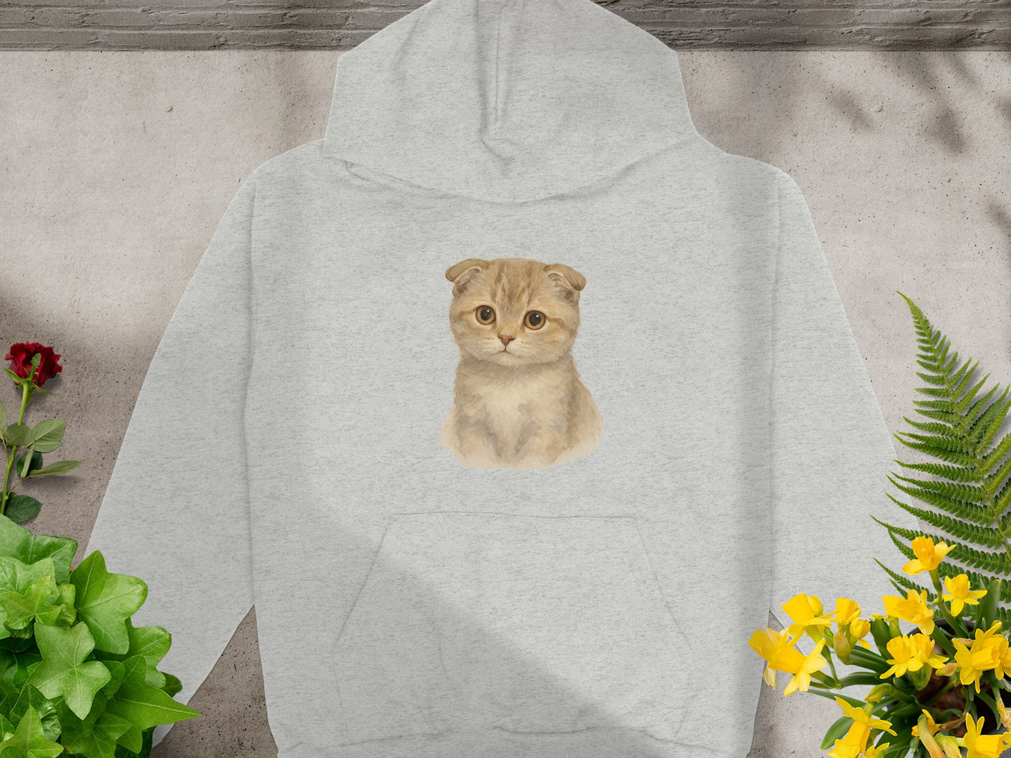 Cute Kitten Graphic Light Grey Hoodie product type