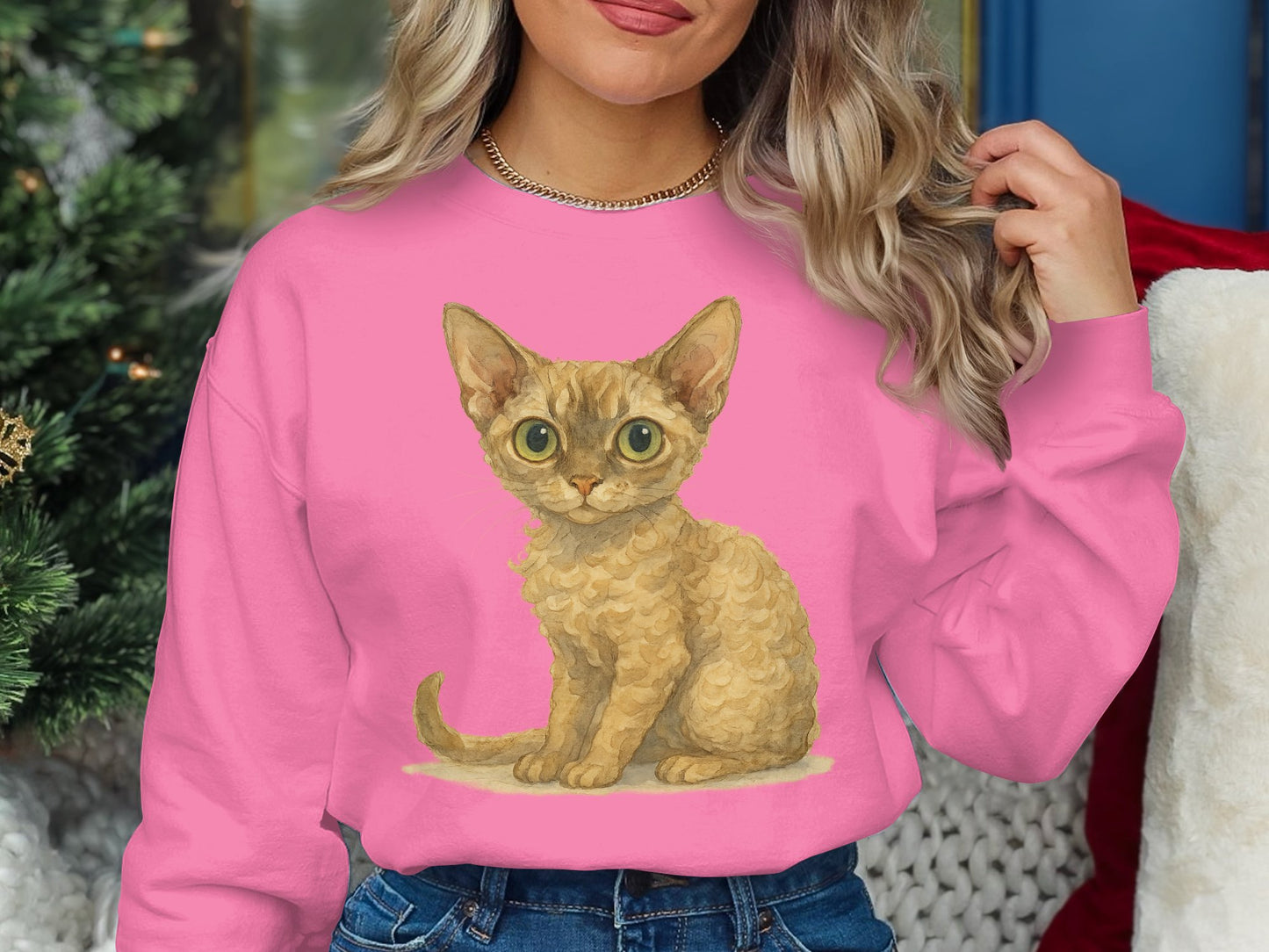 Adorable Kitten Print on Pink Sweatshirt product type