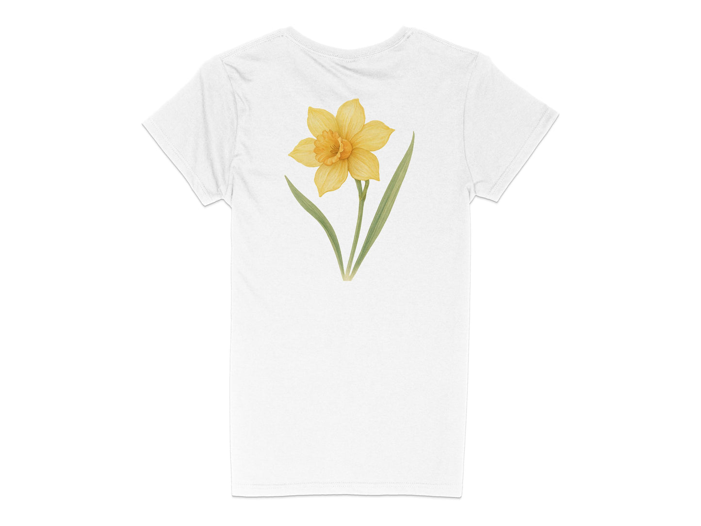 Yellow Daffodil Graphic on White Men's T-Shirt product type