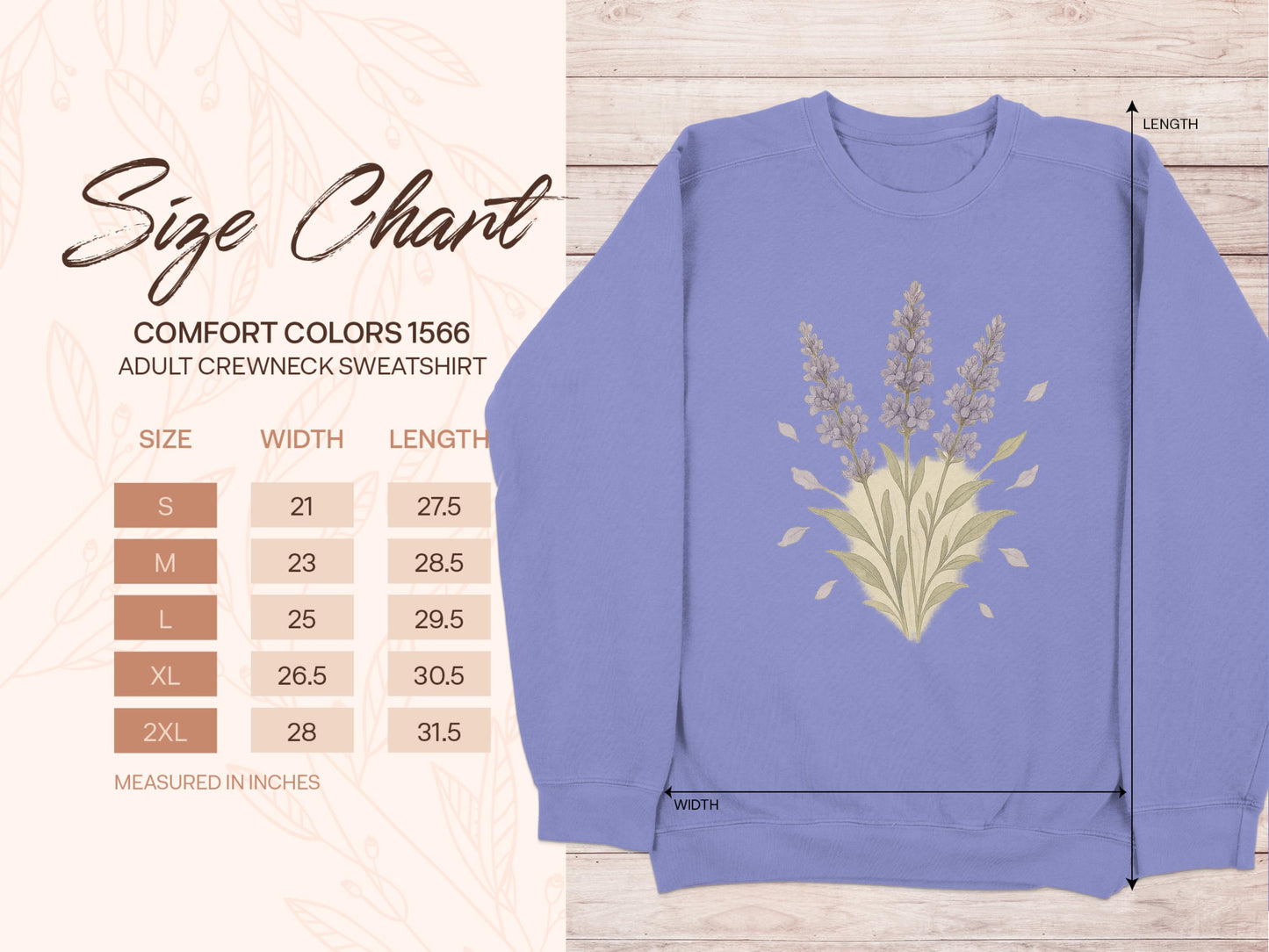 Lavender Floral Design Adult Crewneck Sweatshirt product
