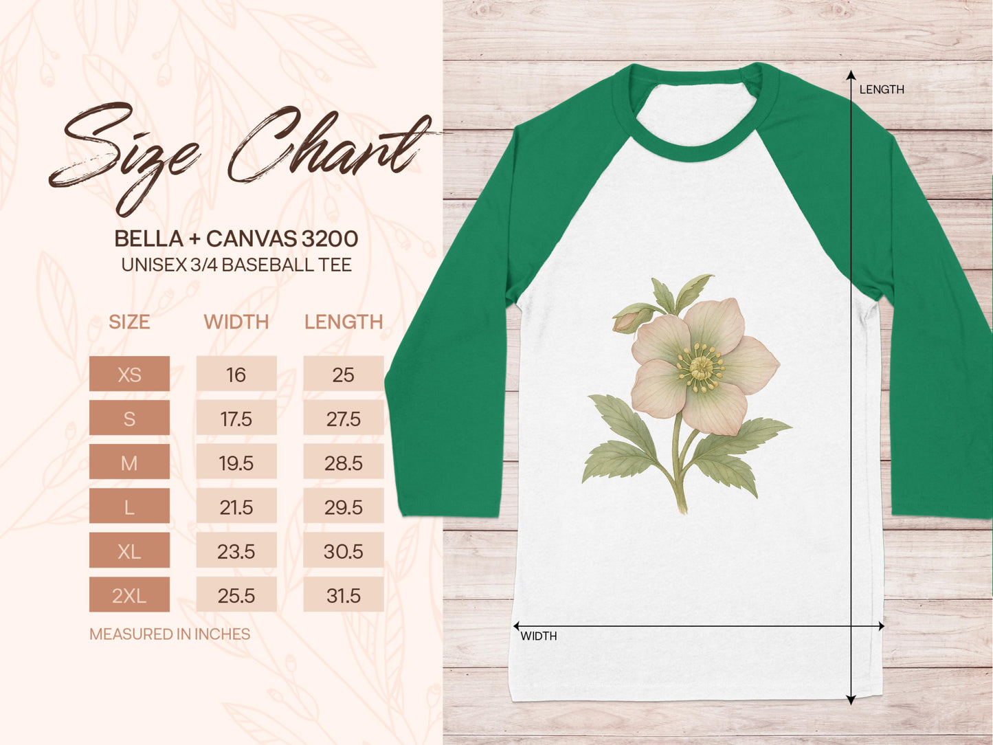 Flower Design Unisex Baseball Tee Shirt product type