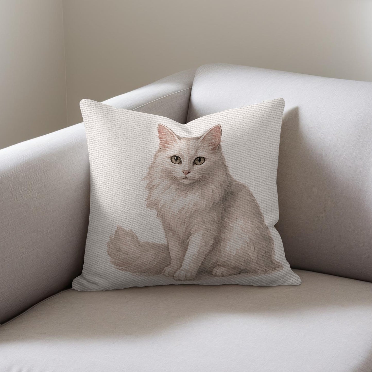 Elegant White Cat Print on Throw Pillow product
