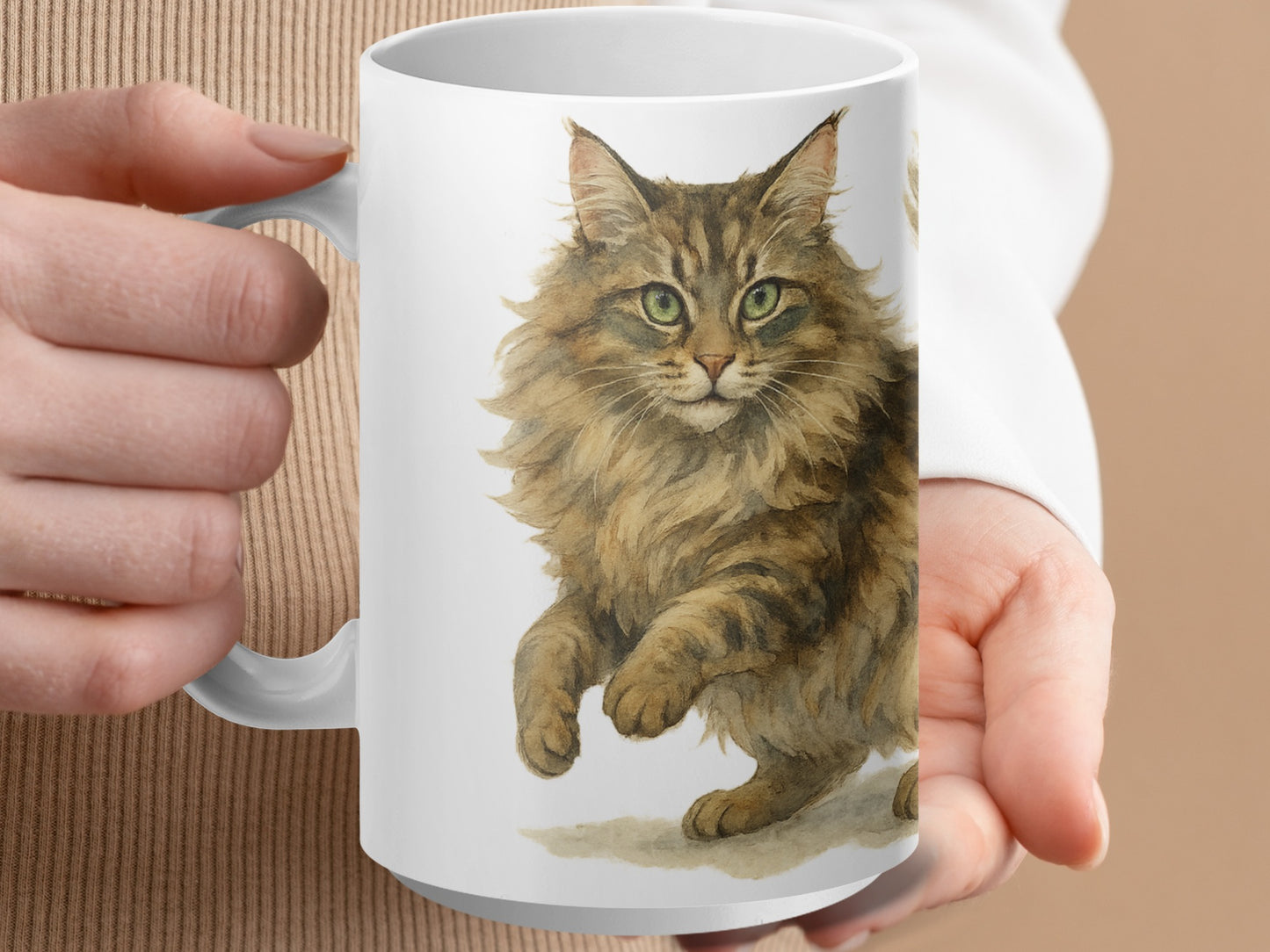 Adorable Fluffy Cat Design Coffee Mug product
