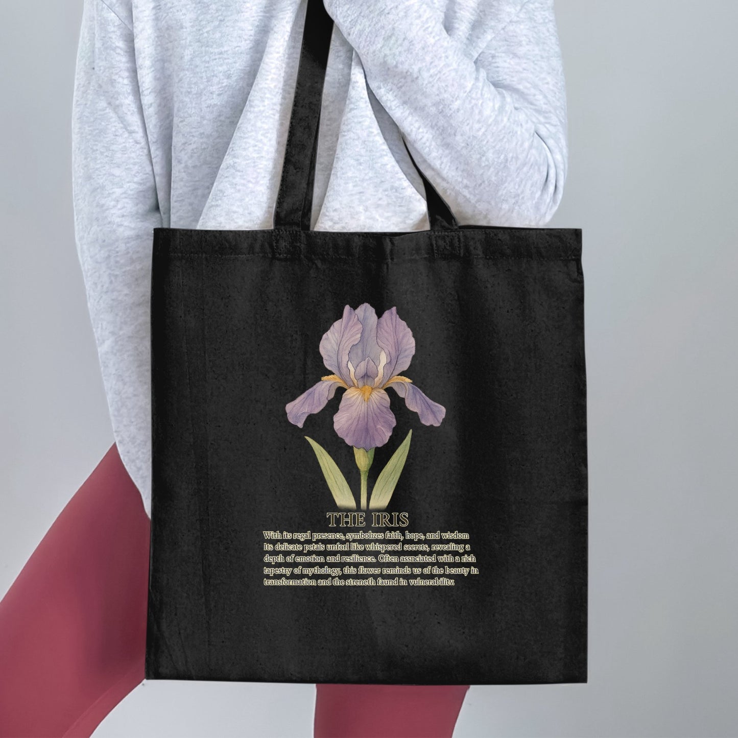 Black Tote Bag with Iris Flower Design product type