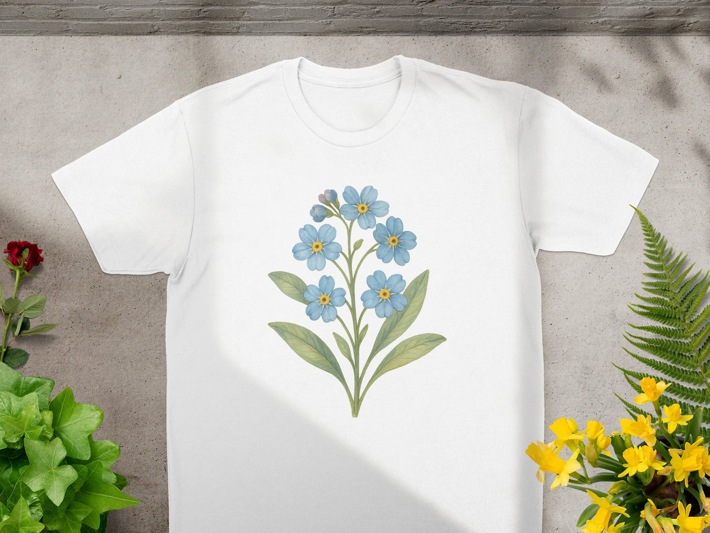 Blue Floral Design Graphic Print T-Shirt product