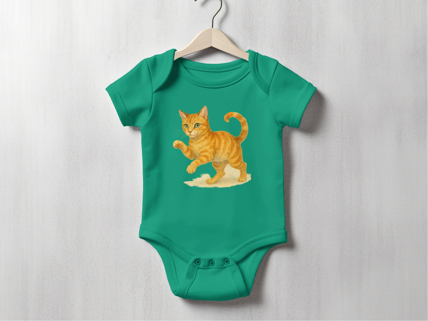 Cute Playful Kitten Design on Teal Baby Onesie product