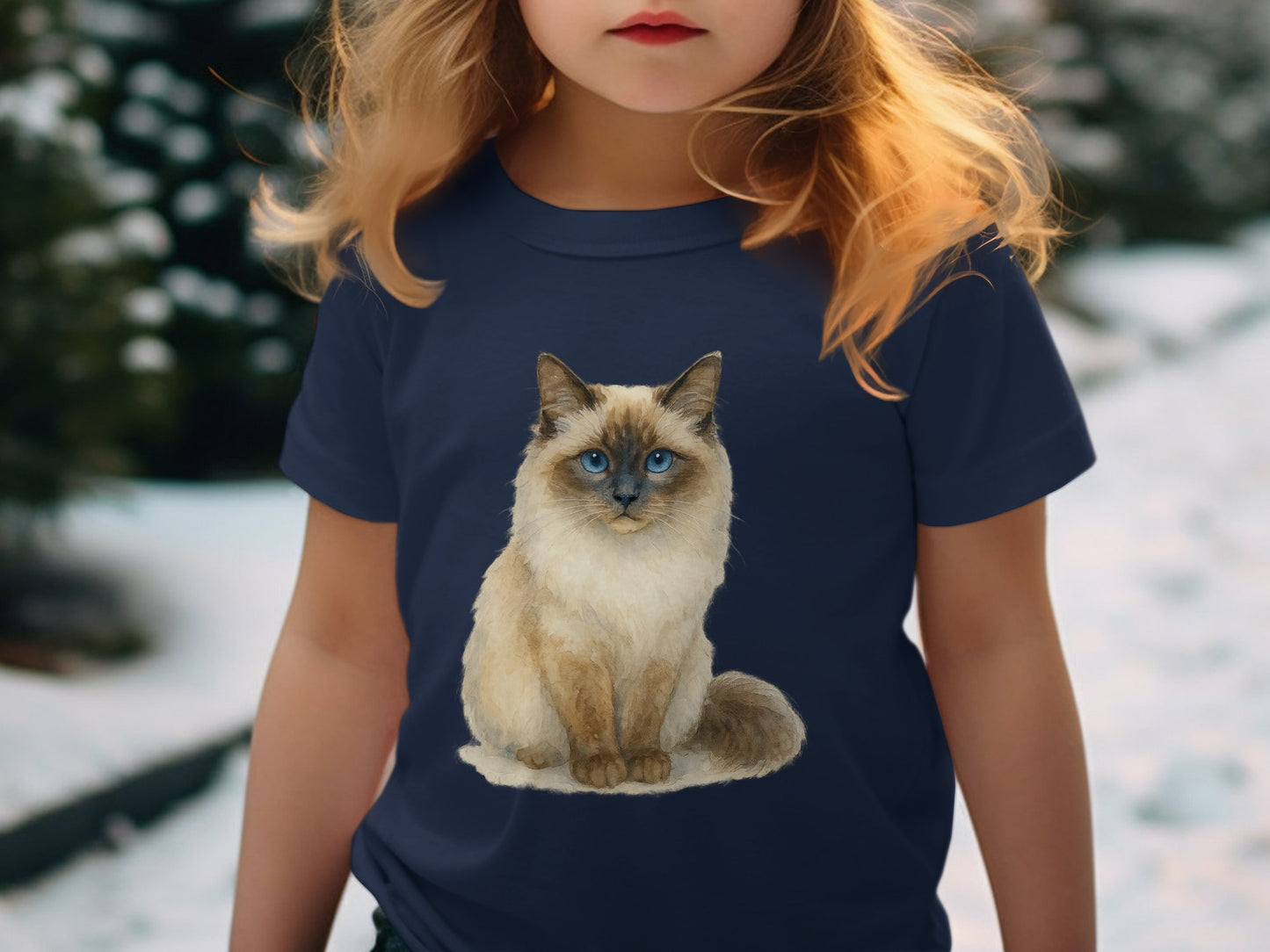 Majestic Blue-Eyed Cat Design on Kids T-Shirt product