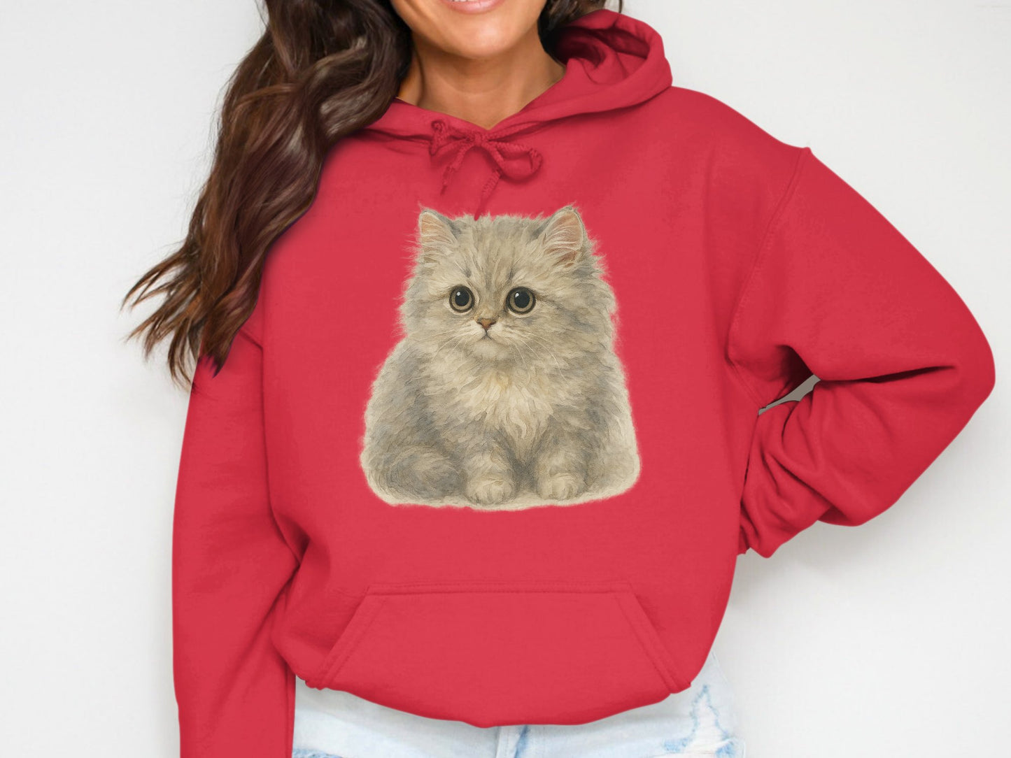 Adorable Fluffy Kitten Print Hoodie product type