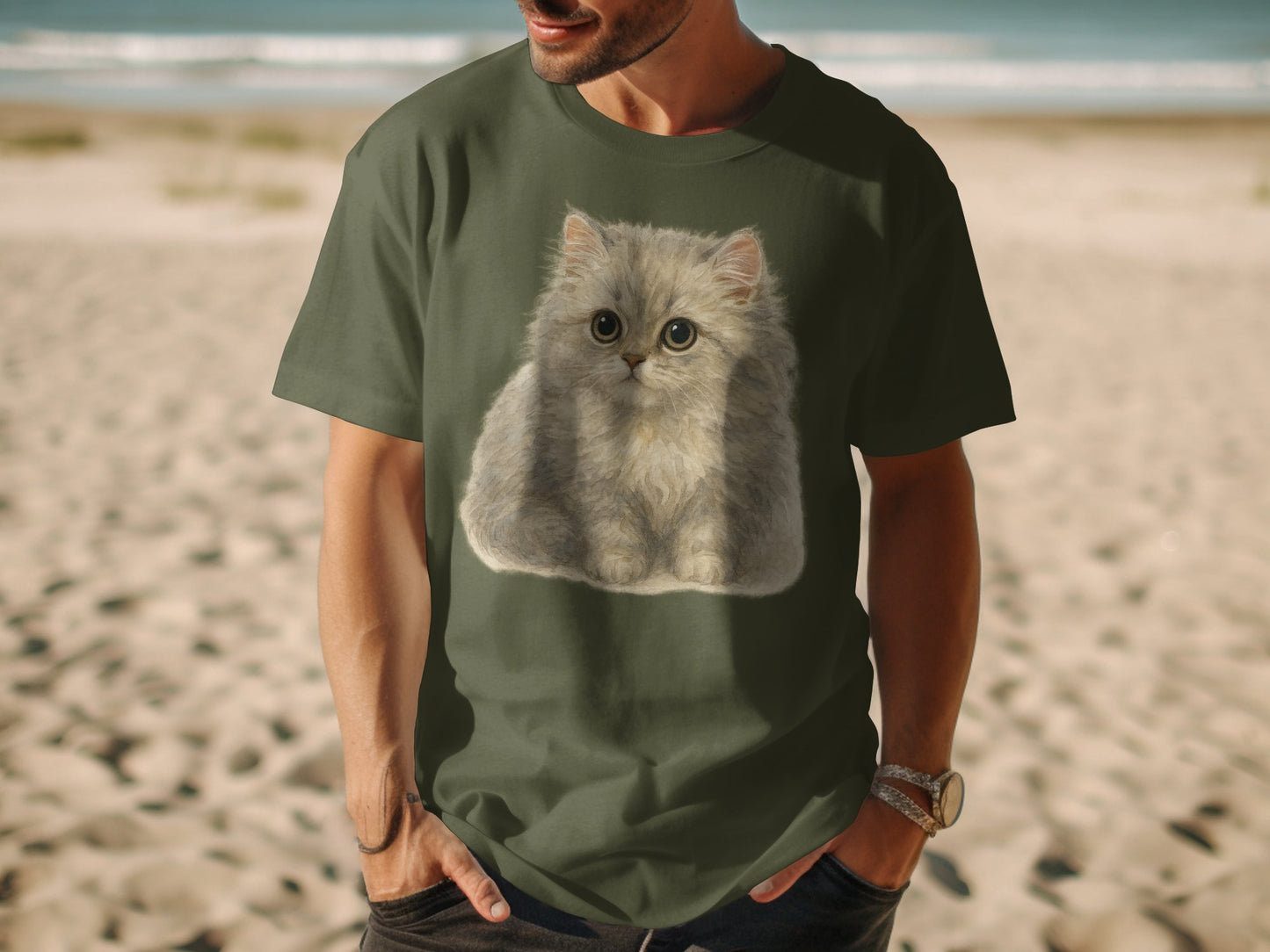 Cute Gray Kitten Printed Graphic Tee Shirt product type