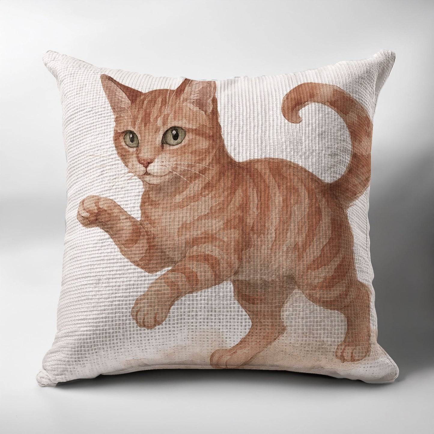 Playful Orange Cat Print Decorative Pillow product