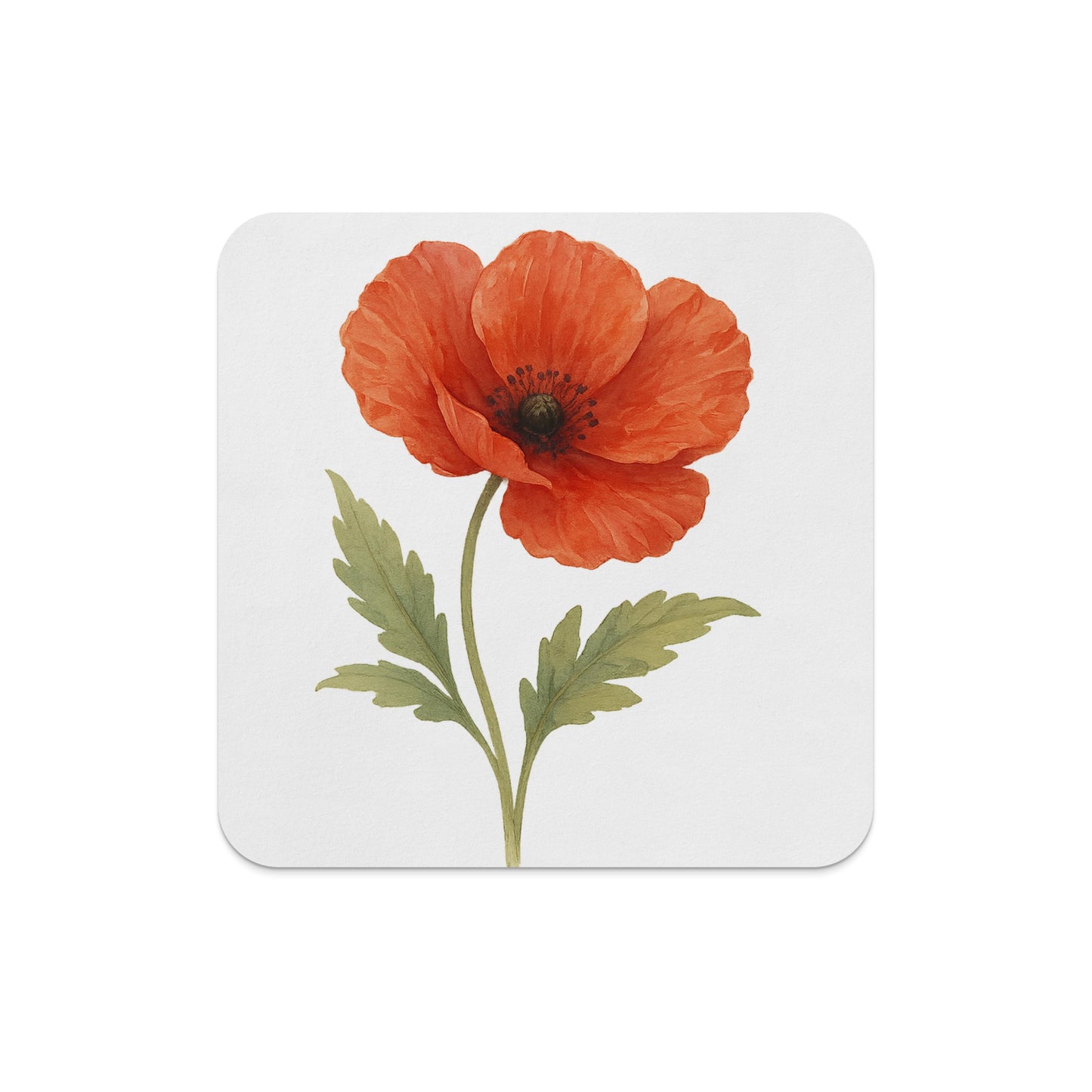 Bright Vibrant Red Flower Design on Square Coaster product