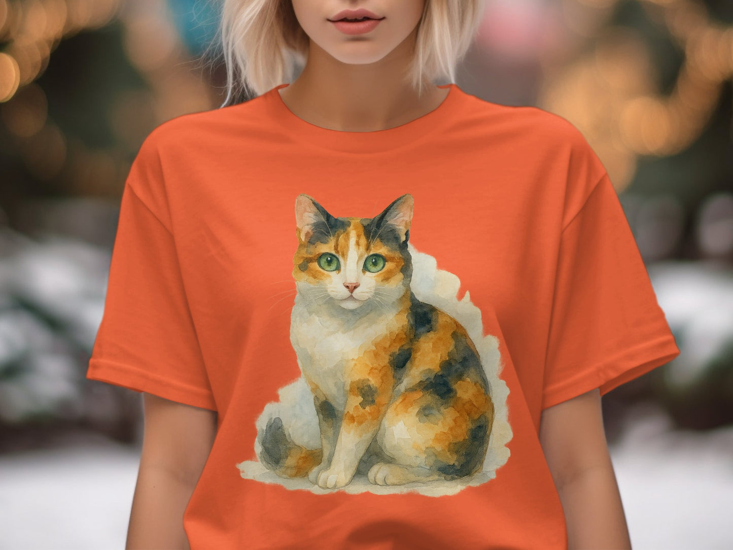 Calico Cat Print Orange Women's T Shirt product