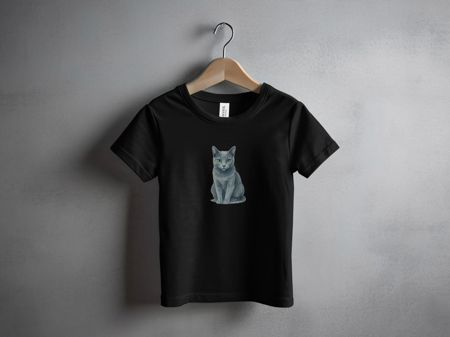 Cute Gray Cat Black T-shirt Kids Clothing Apparel product