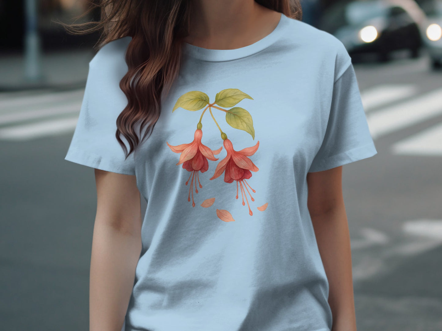 Beautiful Floral Design Light Blue T-Shirt product
