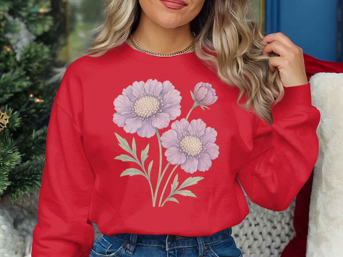 Elegant Red Long Sleeve with Floral Print product