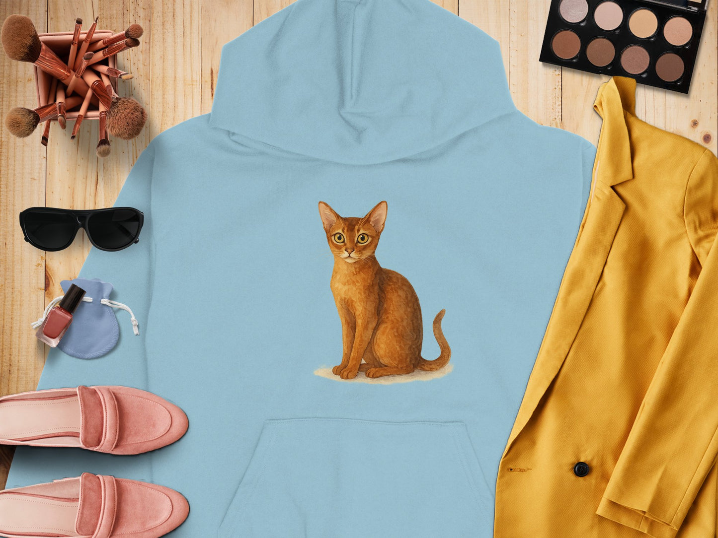 Cute Cat Graphic Design Blue Hoodie product