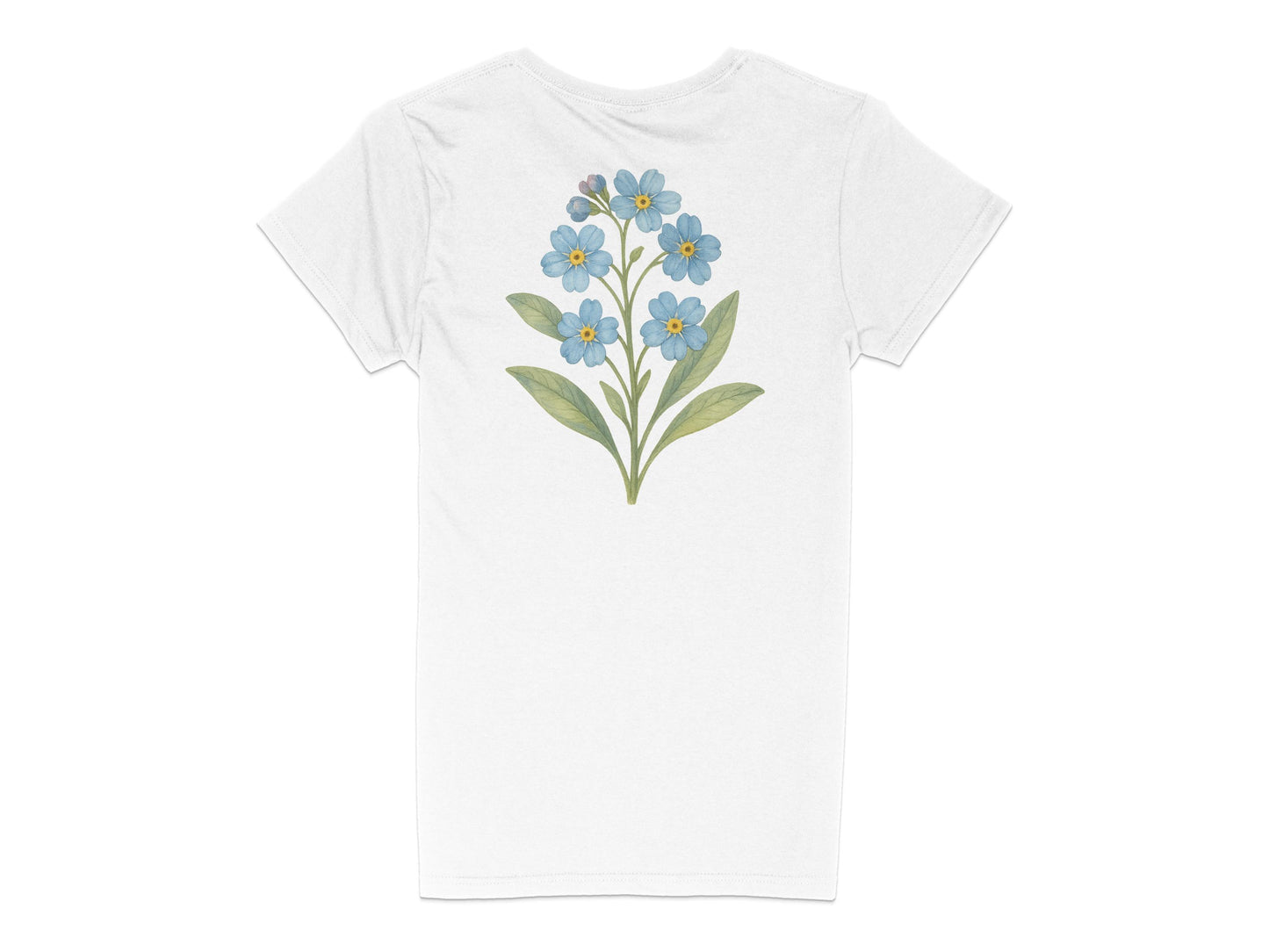 Beautiful Blue Flower Print Graphic Tee Shirt product