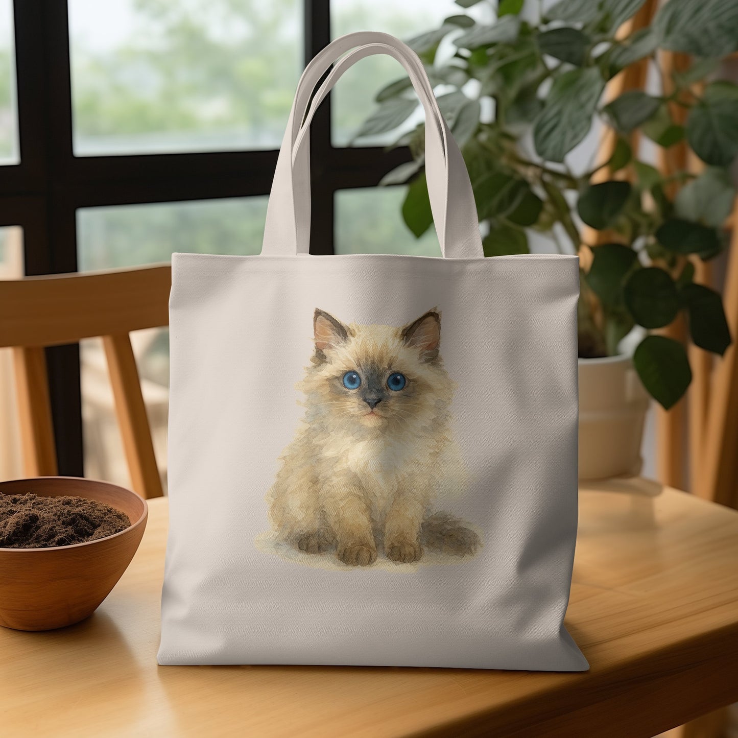 Adorable Fluffy Kitten Print Large Tote Bag product type