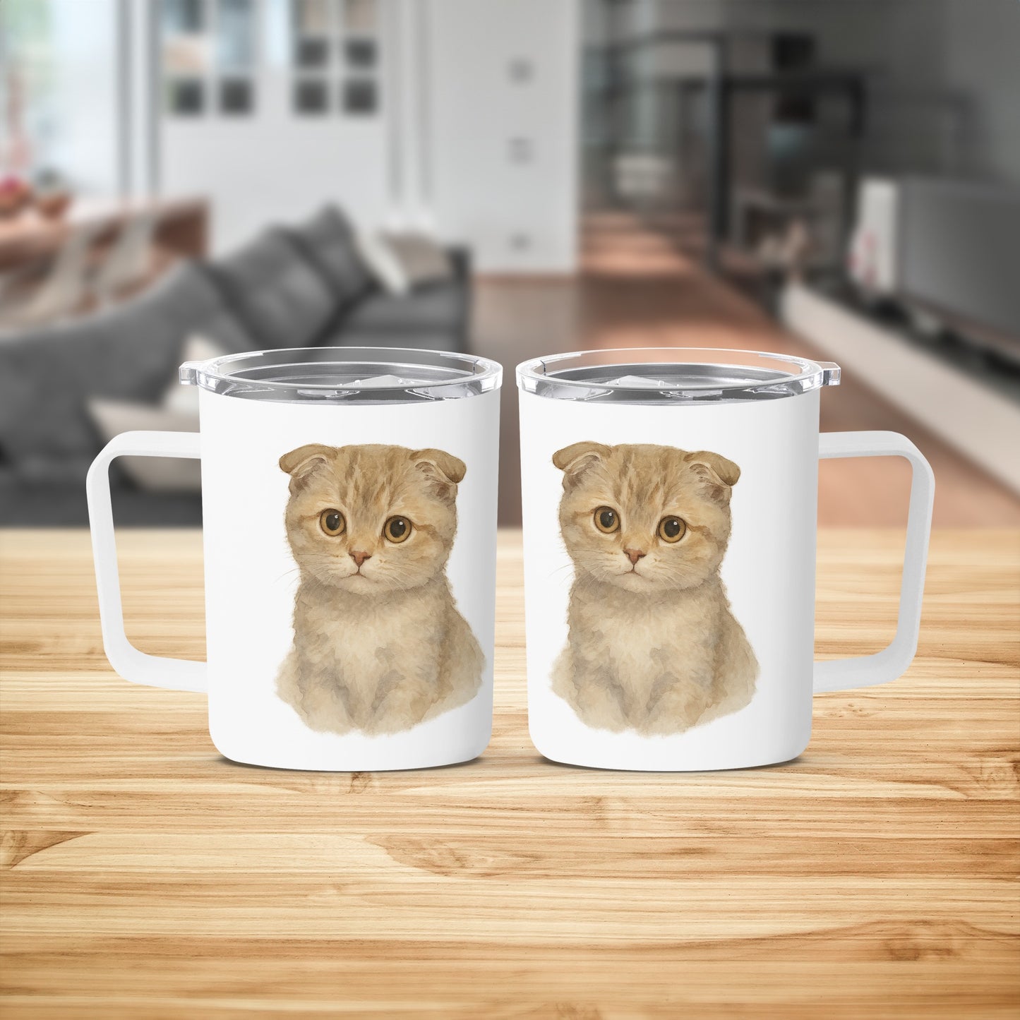 Cute Kitten Illustration Insulated Mug Product
