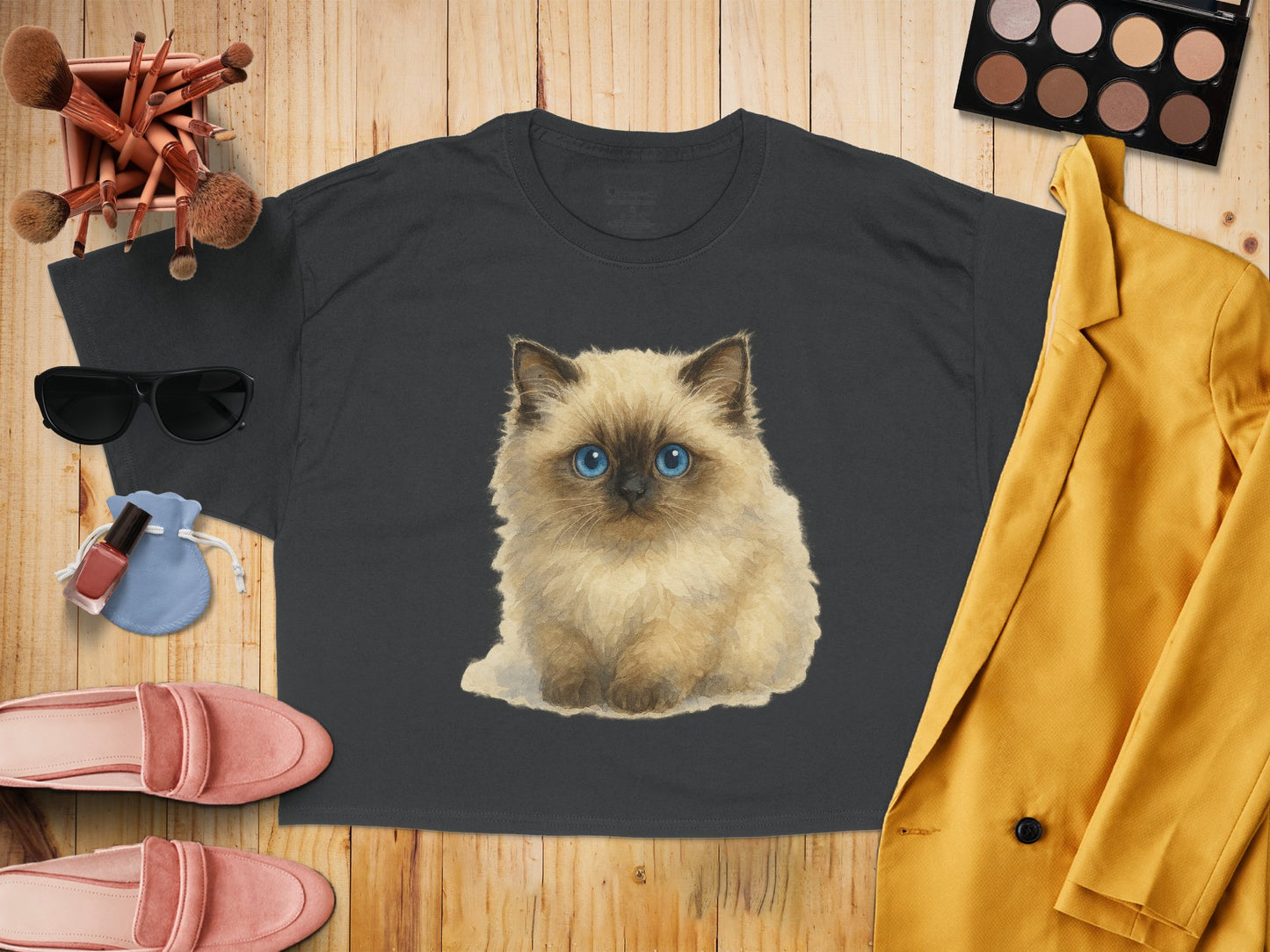 Cute Blue-Eyed Kitten Printed Graphic T-Shirt product
