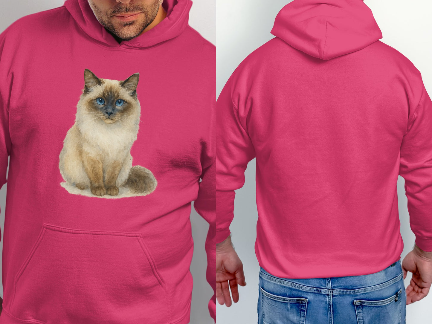 Cozy Pink Hoodie Featuring Adorable Cat Print product